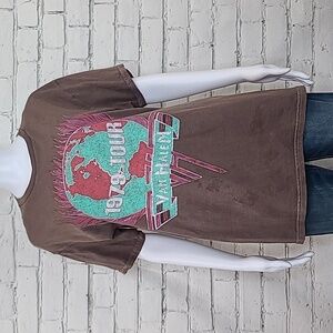 Licensed Band Merch Van Halen '79 World Tour Boxy Crew Neck Tee in Brown - NWOT